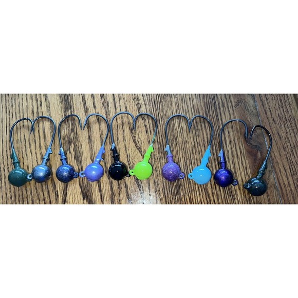 3pk Custom 2oz Round Ball Jigs Lures w/ Chemically Sharpened 8/0 Hooks Colors - Picture 1 of 16
